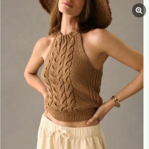 Anthropologie Pilcro Cropped Cable-Knit Sleeveless Sweater Tank NWOT